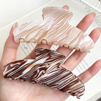 Pince à cheveux grande taille effet marbré dégradé or sable, pince requin élégante pour chignon, accessoires de mode quotidiens