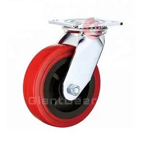 High Quality Fixed Type Heavy Duty Red Black PVC Large Wheel Casters Trolley Wheels And Castors