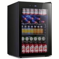Réfrigérateur à bière commercial compact pour comptoir, sous-meuble, 3 portes vitrées, rétro, refroidissement par air, acier inoxydable