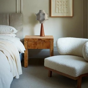 Table de chevet en bois de burl doré naturel avec rangement pour chambre à coucher T26 - Product Image 3
