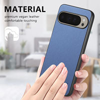 Coque de téléphone en cuir à texture sergé à rayures pour Google Pixel 9A 9 Pro XL cadre en TPU souple couverture antichoc PC
