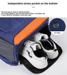 Sac de sport multifonctionnel pour jeunes, grande capacité, léger, résistant à l'eau, pour raquettes de badminton et de tennis, avec compartiment pour ordinateur portable 15,6 pouces - Product Image 6