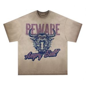 Camiseta de cuello redondo de peso pesado, camiseta gráfica, camisetas de lavado de algodón para hombres - Product Image 2