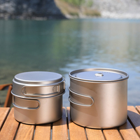 Ensemble de cuisine de camping léger et compact, pot de 1100 ml, poêle de 350 ml, compatible gaz et induction, en alliage de titane, équipement de cuisine d'extérieur