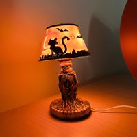 Nouvelle lampe de table transfrontalière Halloween chauve-souris et citrouille lumineuses, artisanat en résine, ornement créatif pour la décoration intérieure