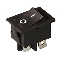 Interrupteur à bascule noir 10A/125V 6A/250V 2-4 broches ON/OFF DPST à clipser pour connecteur de câblage électrique d'appareils ménagers