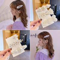 Lot de pinces à cheveux BB en perles, assortiment de barrettes en métal doré avec étoiles, fleurs et strass pour femmes et filles, coffret cadeau en gros