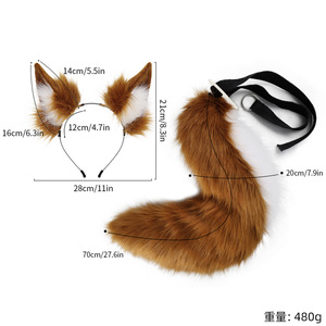Simulación de orejas de animales de <span class=keywords><strong>peluche</strong></span> con lazo de <span class=keywords><strong>pelo</strong></span> de oreja de zorro y cola de zorro Anal pero juego de enchufe Fabricante Bdsm Bondage Set Training - Product Image 4