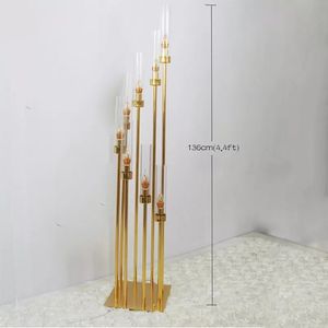 Candelabro de 10 Brazos, Alto, de Metal Dorado, Centro de Mesa para Bodas, Popular - Product Image 5