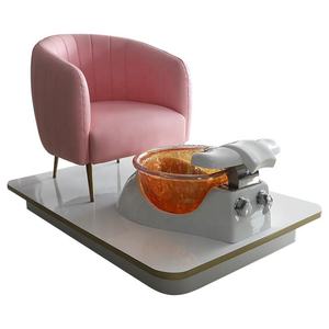 European Style Acrylic Base Metal Frame Pedicure Chair Integrated Foot Bath Leisure Massage Customizable Color Spa/Nail Salon - Product Image 2