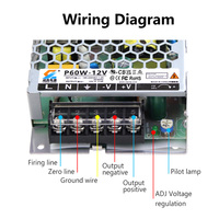 Alimentation à découpage LED DC-DC 12V 60W 5A simple et fine SMPS CE ROHS pour