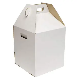 Plano de embalagem de alimentos personalizado de fábrica, caixa de donuts brancos, caixas altas de bolo para bolos em camadas, caixas de bolo onduladas