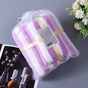 Luxury Dobby Black Coral Fleece 2pcs <b>Towel</b> <b>Set</b> 36*60+70*120cm Rectangle Absorbent Soft Comfortable Quick-Dry for Home <b>Towel</b> - Product Image 1