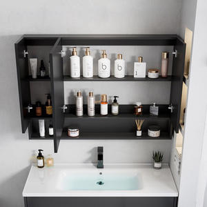 Orangefurn <span class=keywords><strong>Armoire</strong></span> <span class=keywords><strong>miroir</strong></span> murale peu encombrante <span class=keywords><strong>Armoire</strong></span> de 60 <span class=keywords><strong>cm</strong></span> Coiffeuse de salle de bain noire <span class=keywords><strong>avec</strong></span> lavabo - Product Image 2