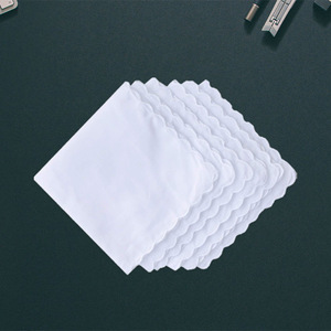 Pañuelos cuadrados bordados personalizados al por mayor, pañuelos de algodón de los años 60, <span class=keywords><strong>pañuelo</strong></span> de algodón puro con borde festoneado para mujer - Product Image 4