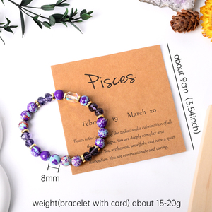 Whosale Price Natural <b>Crystal</b> Decoration constellation 12 Zodiac <b>Bracelet</b> Card Set Women Girl Jewelry - Product Image 4