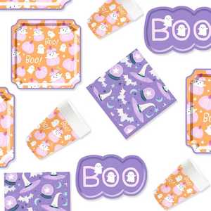 DAMAI Halloween Party Supplies Halloween Paper Plates Cups Napkins Party Disposable Tableware Set Birthday Favor for 8 Guests - Product Image 3