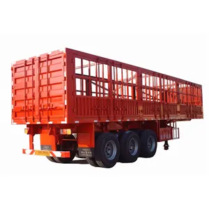 Bétail remorque 30-100 tonnes 3-6 essieux Cargo Animal Transport squelette clôture semi-remorque camion