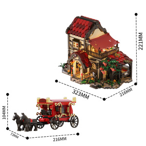 Wholesale Medieval Carriage Station <strong>Blocks</strong>, Rechargeable LED Lighting, Vintage Street Decor Ornament, Buildable <strong>Brick</strong> Toy - Product Image 5