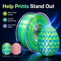 Filament PLA Soie Dégradé 1,75 mm 1 kg Arc-en-ciel Ombré pour Imprimante 3D, Anti-colmatage, Scellé sous Vide, Compatible FDM/FFF pour Affichage