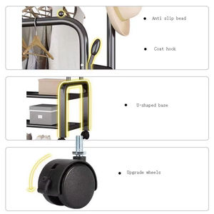 大型金属布ハンガー床衣服ラック二層小売服ディスプレイラック靴用リビングルーム用カスタマイズ - Product Image 5