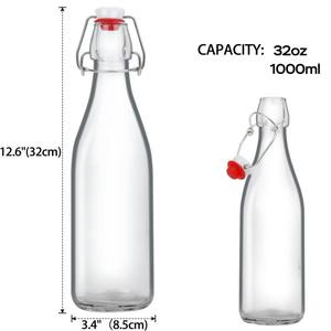 <span class=keywords><strong>Botella</strong></span> de Vidrio de 33 oz (1 Litro) con Tapa Abatible, <span class=keywords><strong>Botella</strong></span> para <span class=keywords><strong>Cerveza</strong></span> con Tapón, para Agua Mineral o Champán, con Impresión de Logotipo Personalizado - Product Image 3