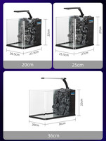 Élégant Nano Cube Rectangulaire De Bureau Fish Tank Aquarium 220V En Plastique Petit Design Carré avec Type D'éclairage Emballage En Boîte