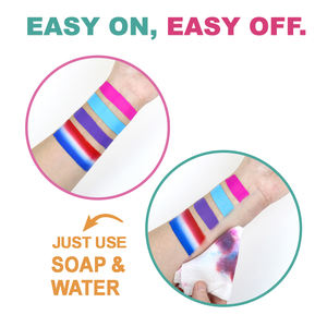 Kit de Peinture Professionnel GP Non Toxique 26 Couleurs à Base d'Eau Lavable pour Visage et Corps, <span class=keywords><strong>Maquillage</strong></span> Enfants pour Fêtes, avec Paillettes et Pochoirs - Product Image 6