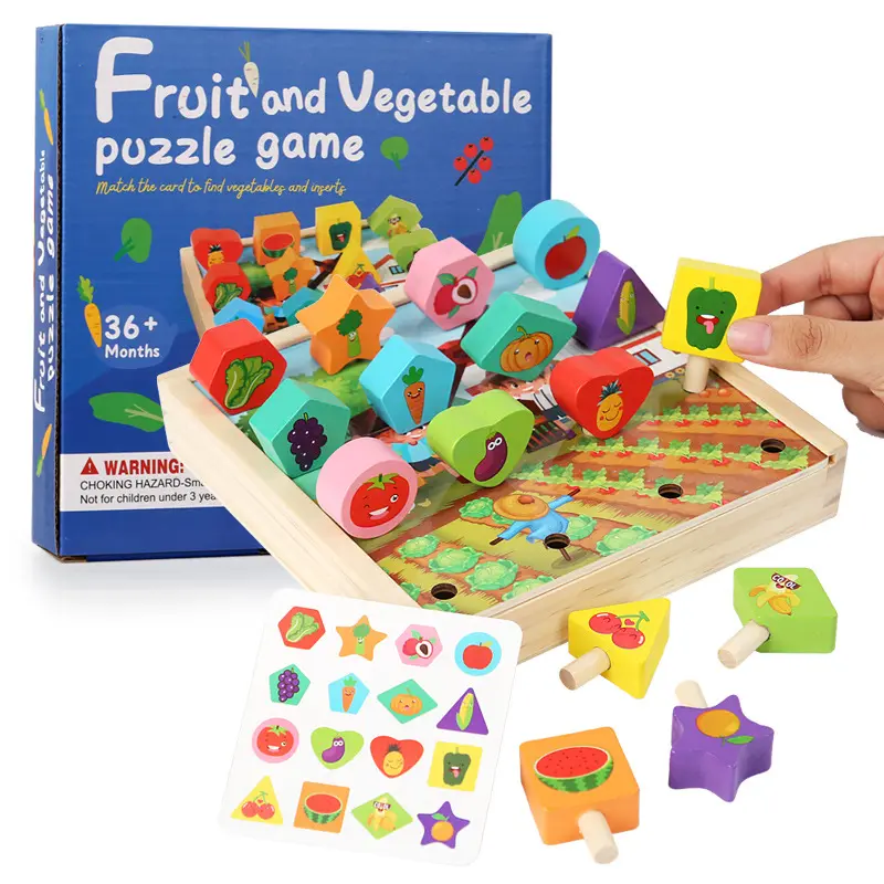 Brinquedo educativo das crianças para educação infantil, brinquedo de emenda frutas e vegetais, jogo de reconhecimento de formas, coordenação dos olhos e mão, brinquedo de 2023