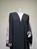 Ensemble Abaya de Luxe Dubaï 2 Pièces avec Hijab pour Femmes Musulmanes, Robe Longue Imprimée avec Détails en Dentelle Patchwork, Robe Islamique pour l'Aïd et le Ramadan