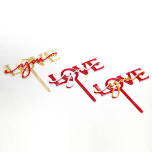 Adorno Acrílico <span class=keywords><strong>para</strong></span> Pastel de San Valentín con la Frase 'Te Amo', <span class=keywords><strong>para</strong></span> Celebración de Aniversario, Boda, con Decoración de <span class=keywords><strong>Dos</strong></span> Capas - Product Image 6