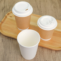 Tasses à café jetables à double paroi gobelet en papier imprimé personnalisé avec couvercle emballage écologique de boissons chaudes à emporter