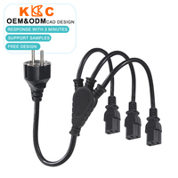 Câble d'alimentation CA H03 H05, rallonge électrique 3 en 1, CEE 7/7 vers 3 x IEC C13, répartiteur de prise, économiseur d'énergie pour ordinateur