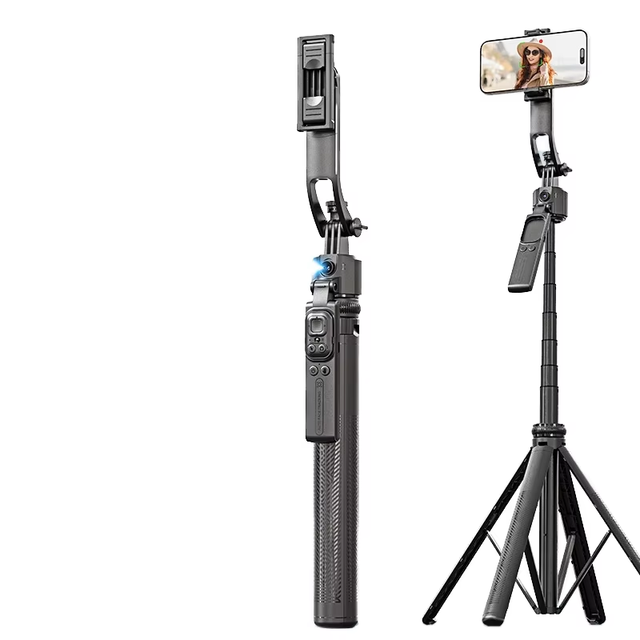 Foldable Selfie Stick Tripod 360 Degree Auto Rotation AI Face Tracking Gimbal Stabilizer No APP Required for Phone TikTok Vlog
