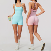 Combinaison sans couture personnalisable avec logo, dos froncé et effet push-up, pour femme, idéale pour le yoga et le pilates, sans manches, respirante, combinaison d'été pour femme