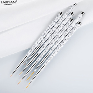 Lot de 5 pinceaux à manche métallique pour nail art, en nylon, pour gel UV, peinture acrylique et décoration de marbre - Product Image 4
