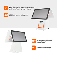 Système POS tout-en-un industriel robuste à double écran JSJ JSJ95 avec lecteur de code QR et lecteur de carte, système d'exploitation Android/Windows/Linux