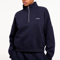 Sweat-shirts et pulls à capuche pour femmes OEM de haute qualité, coupe oversize, col montant zippé, pour le fitness et le quotidien, avec logo personnalisé, respirants