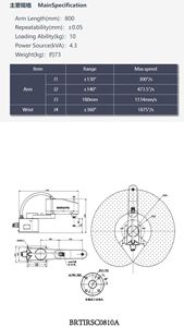 หุ่นยนต์ Axis Scara รุ่น BRTIRSC0810A สภาพใหม่ พร้อมระบบขับเคลื่อนเซอร์โว-อิเล็กทริก มาตรฐาน IP40 สำหรับความเร็วสูง - Product Image 2
