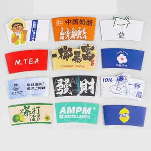 Customized Coffee And Milk Tea Cup Sleeve Disposable White Card Corrugated Heat Insulation Thickened Irregular Paper Cup Sleeve