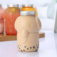 Logo personnalisable 500ml PET en plastique éléphant bouteille vide boisson jus conteneur avec bouchon à vis sérigraphie pour emballage