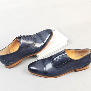 Men's English Style Genuine Leather Lace-Up <b>Wedding</b> Office <b>Shoes</b> Hand-Painted Candy Color Lightweight Anti-Slip Spring Summer - Product Image 4