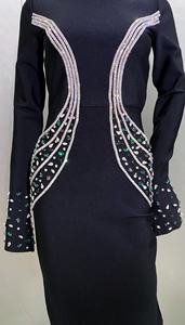 Yeni siyah ve beyaz yuvarlak boyun uzun kollu elmas seksi zarif doğum günü akşam kokteyli parti bandaj toptan kadın elbise - Product Image 6