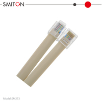 Cable de Extensión Telefónica RJ12 6P6C a 6P6C de Cobre, Cable Plano Modular Recto de 6 Conductores para Datos Telefónicos