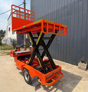 Triciclo con Plataforma Elevadora Hidráulica Naranja, Camión Eléctrico de Carga de 3 Ruedas para el Manejo de Materiales de Construcción - Product Image 4