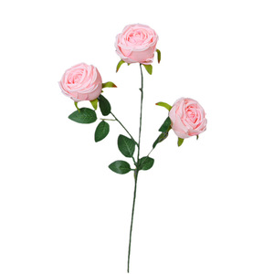 Bouquet de roses artificielles 20 pièces en plastique PU et soie, fleurs rouges, blanches et crème, arrangement floral de mariage, branche unique faite à la main - Product Image 2