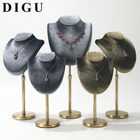 Support de présentation en velours pour collier et pendentif haut de gamme DIGU, avec support métallique détachable et réglable en hauteur