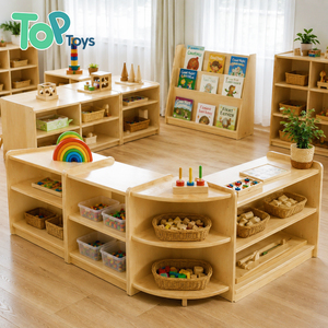 Meuble de rangement en bois Montessori pour jouets, unité d'organisation pour enfants, bibliothèque de classe pour crèches et garderies - Product Image 1