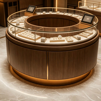 Nouvelle vitrine à bijoux ronde de style chinois avec éclairage LED doux, adaptée aux présentoirs dans tous les types de bijouteries.