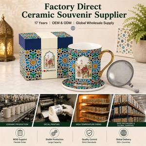Mug en céramique de style ethnique vintage marocain de <span class=keywords><strong>Marrakech</strong></span> avec couvercle et infuseur à thé, personnalisable ODM/OEM - Product Image 6